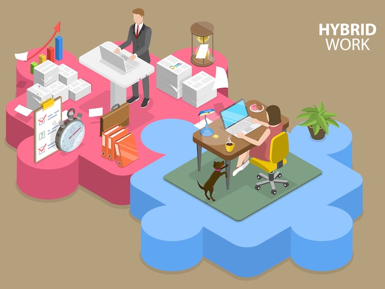 Conceptual Illustration of Hybrid Work