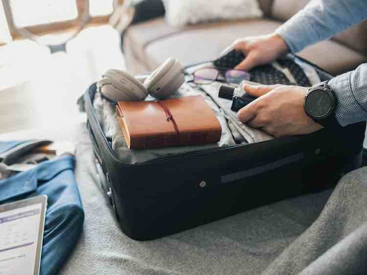 Packing for a business trip.