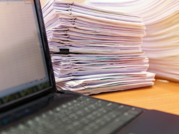 laptop with files